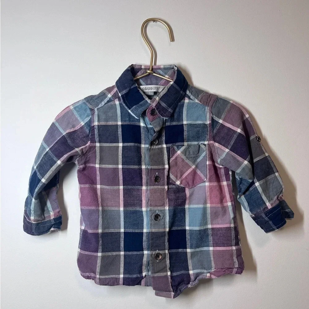 Rugged Butts Boys Plaid Button Down Shirt
